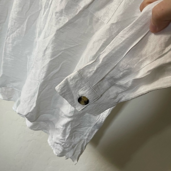 Time and Tru|White Long Tunic Button Down Blouse, Beachy Vibes•••Size Small,NWT - Picture 10 of 13